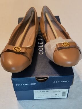 Cole Haan Chestnut Leather Bow Ballet Flats Sz 9